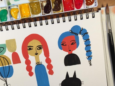  可爱动物手绘创意童趣插画猫咪动物插画治愈系插画可爱儿童插画 