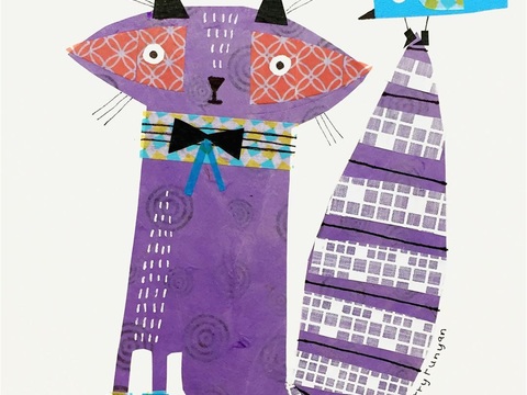  可爱动物手绘创意童趣插画猫咪动物插画治愈系插画可爱儿童插画 