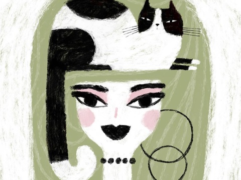  可爱动物手绘，创意童趣插画，猫咪动物插画，治愈系插画，可爱儿 