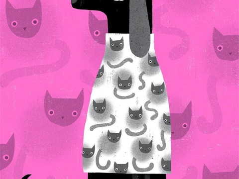  可爱动物手绘，创意童趣插画，猫咪动物插画，治愈系插画，可爱儿 