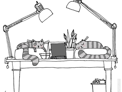  可爱动物手绘创意童趣插画猫咪动物插画治愈系插画可爱儿童插画 