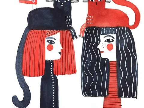  可爱动物手绘创意童趣插画猫咪动物插画治愈系插画可爱儿童插画 