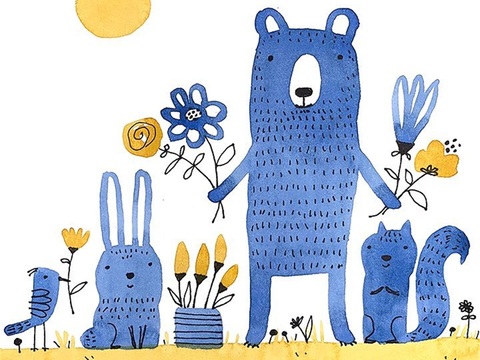  可爱动物手绘创意童趣插画猫咪动物插画治愈系插画可爱儿童插画 