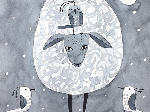  可爱动物手绘，创意童趣插画，猫咪动物插画，治愈系插画，可爱儿 