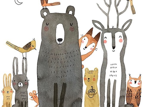  可爱动物手绘，创意童趣插画，猫咪动物插画，治愈系插画，可爱儿 