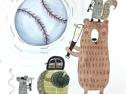  可爱动物手绘创意童趣插画猫咪动物插画治愈系插画可爱儿童插画 