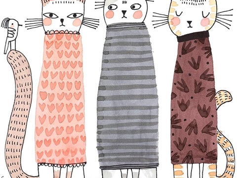  可爱动物手绘创意童趣插画猫咪动物插画治愈系插画可爱儿童插画 