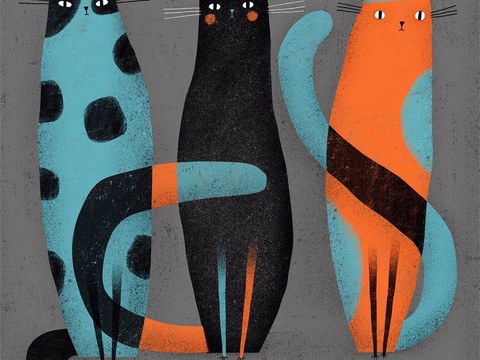  可爱动物手绘创意童趣插画猫咪动物插画治愈系插画可爱儿童插画 