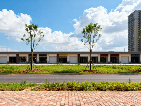  现代街道风景 ，城市风景 ，街景，晴天 