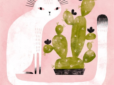  可爱动物手绘创意童趣插画猫咪动物插画治愈系插画可爱儿童插画 