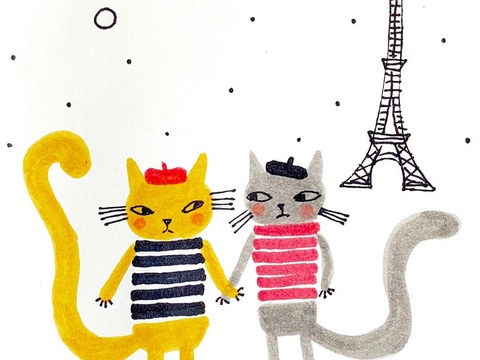  可爱动物手绘创意童趣插画猫咪动物插画治愈系插画可爱儿童插画 