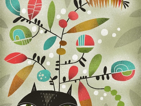  可爱动物手绘创意童趣插画猫咪动物插画治愈系插画可爱儿童插画 