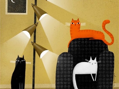  可爱动物手绘创意童趣插画猫咪动物插画治愈系插画可爱儿童插画 