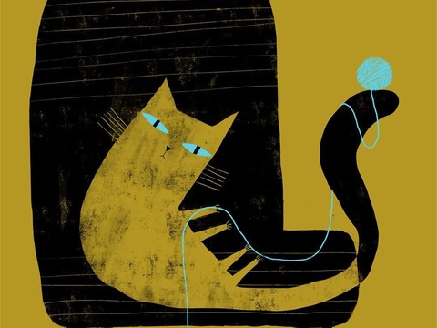  可爱动物手绘创意童趣插画猫咪动物插画治愈系插画可爱儿童插画 