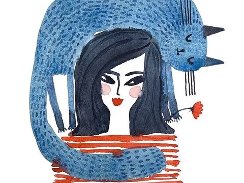  可爱动物手绘创意童趣插画猫咪动物插画治愈系插画可爱儿童插画 