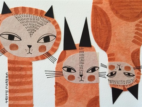  可爱动物手绘创意童趣插画猫咪动物插画治愈系插画可爱儿童插画 