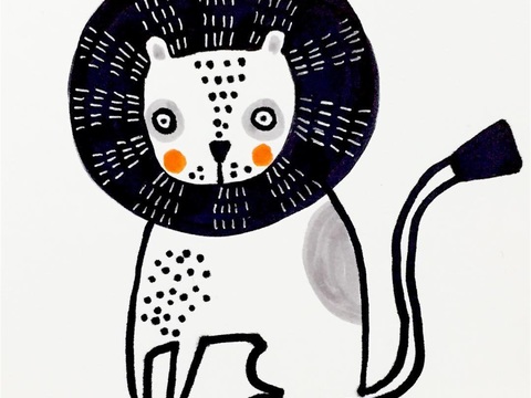  可爱动物手绘创意童趣插画猫咪动物插画治愈系插画可爱儿童插画 