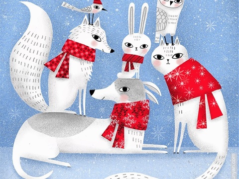  可爱动物手绘创意童趣插画猫咪动物插画治愈系插画可爱儿童插画 