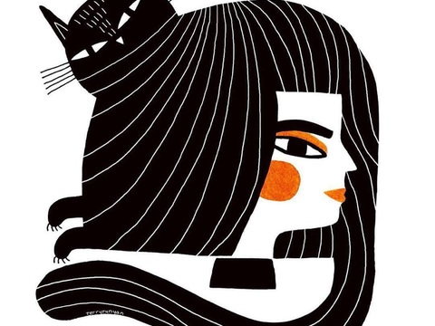  可爱动物手绘创意童趣插画猫咪动物插画治愈系插画可爱儿童插画 