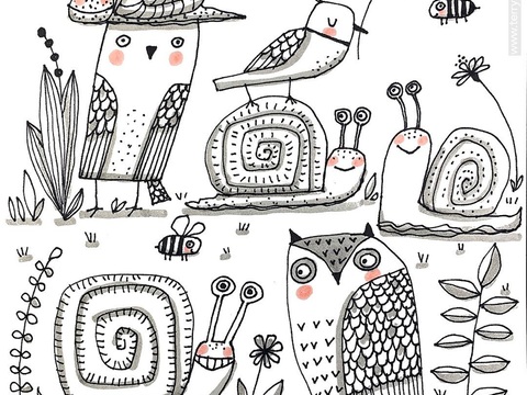  可爱动物手绘创意童趣插画猫咪动物插画治愈系插画可爱儿童插画 