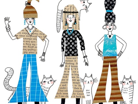  可爱动物手绘创意童趣插画猫咪动物插画治愈系插画可爱儿童插画 