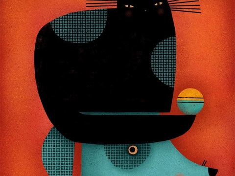  可爱动物手绘创意童趣插画猫咪动物插画治愈系插画可爱儿童插画 