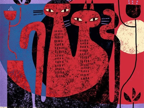  可爱动物手绘创意童趣插画猫咪动物插画治愈系插画可爱儿童插画 