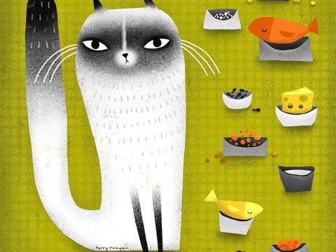  可爱动物手绘创意童趣插画猫咪动物插画治愈系插画可爱儿童插画 