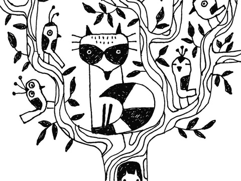  可爱动物手绘创意童趣插画猫咪动物插画治愈系插画可爱儿童插画 