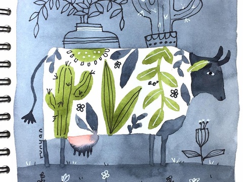  可爱动物手绘创意童趣插画猫咪动物插画治愈系插画可爱儿童插画 