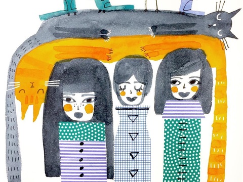  可爱动物手绘创意童趣插画猫咪动物插画治愈系插画可爱儿童插画 