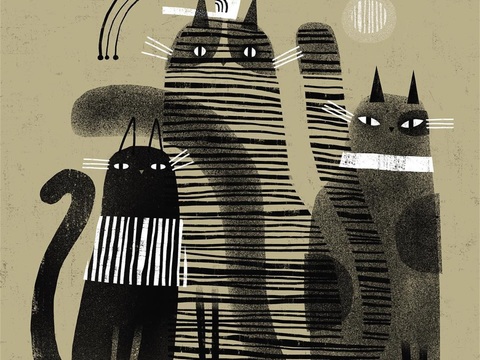  可爱动物手绘创意童趣插画猫咪动物插画治愈系插画可爱儿童插画 