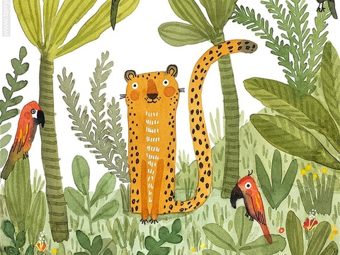  可爱动物手绘创意童趣插画猫咪动物插画治愈系插画可爱儿童插画 