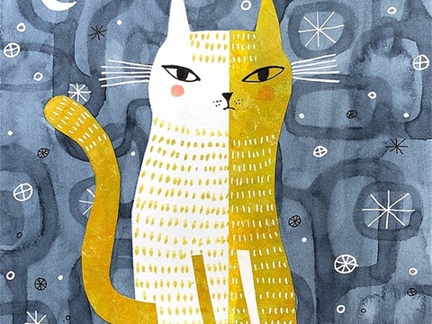  可爱动物手绘创意童趣插画猫咪动物插画治愈系插画可爱儿童插画 