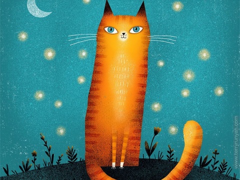  可爱动物手绘创意童趣插画猫咪动物插画治愈系插画可爱儿童插画 