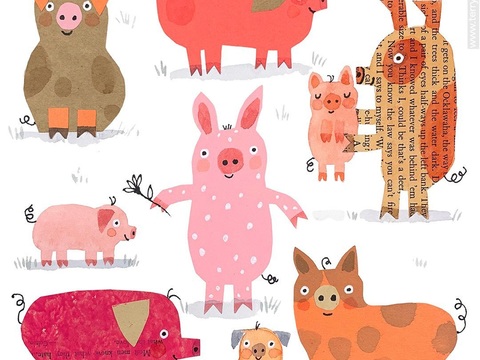  可爱动物手绘创意童趣插画猫咪动物插画治愈系插画可爱儿童插画 