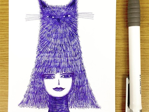  可爱动物手绘创意童趣插画猫咪动物插画治愈系插画可爱儿童插画 