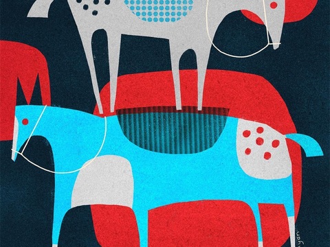  可爱动物手绘创意童趣插画猫咪动物插画治愈系插画可爱儿童插画 