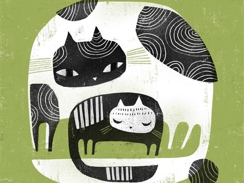  可爱动物手绘创意童趣插画猫咪动物插画治愈系插画可爱儿童插画 