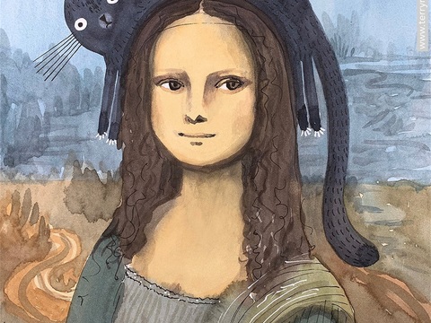  可爱动物手绘创意童趣插画猫咪动物插画治愈系插画可爱儿童插画 