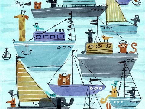  可爱动物手绘创意童趣插画猫咪动物插画治愈系插画可爱儿童插画 