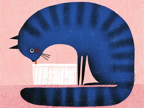  可爱动物手绘创意童趣插画猫咪动物插画治愈系插画可爱儿童插画 