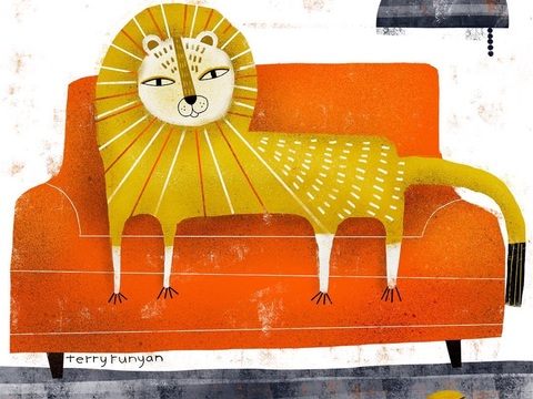  可爱动物手绘创意童趣插画猫咪动物插画治愈系插画可爱儿童插画 