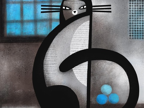  可爱动物手绘创意童趣插画猫咪动物插画治愈系插画可爱儿童插画 