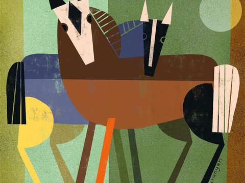  可爱动物手绘创意童趣插画猫咪动物插画治愈系插画可爱儿童插画 