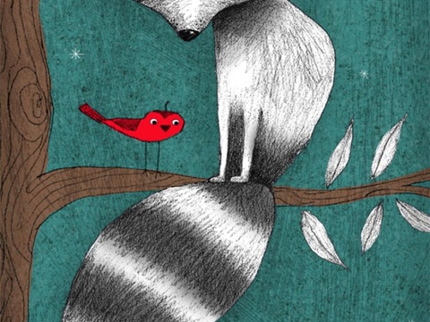  可爱动物手绘创意童趣插画猫咪动物插画治愈系插画可爱儿童插画 