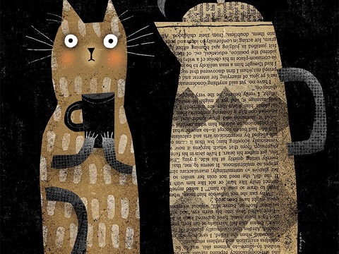  可爱动物手绘创意童趣插画猫咪动物插画治愈系插画可爱儿童插画 