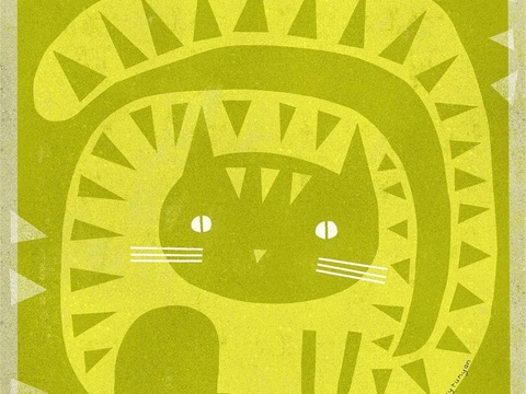  可爱动物手绘创意童趣插画猫咪动物插画治愈系插画可爱儿童插画 