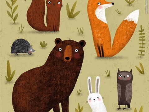  可爱动物手绘创意童趣插画猫咪动物插画治愈系插画可爱儿童插画 