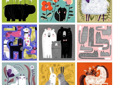  可爱动物手绘创意童趣插画猫咪动物插画治愈系插画可爱儿童插画 